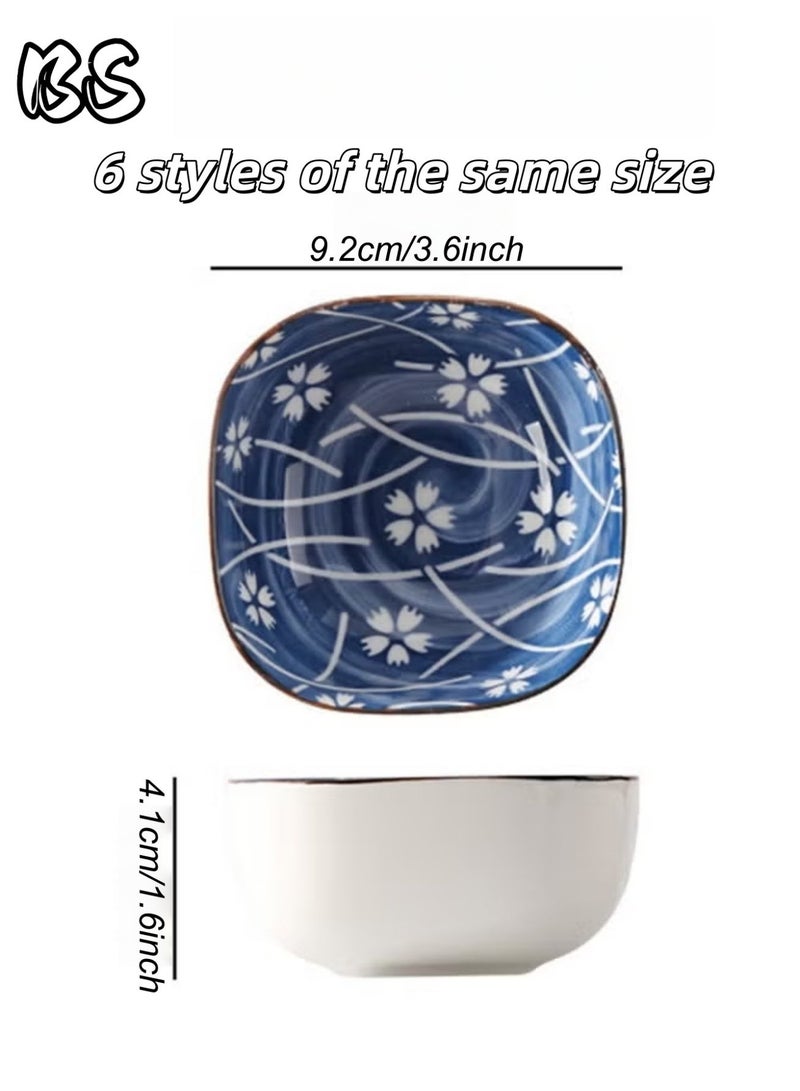 BS Ceramic Dessert Plates Set 6PCS Dipping Bowls Vintage Japanese Ceramic Sauce Dish Set Party Serving Appetizer Platter Candy Bowl Ramadan Gift Lead-Free Glaze and Dishwasher Safe - Image 2