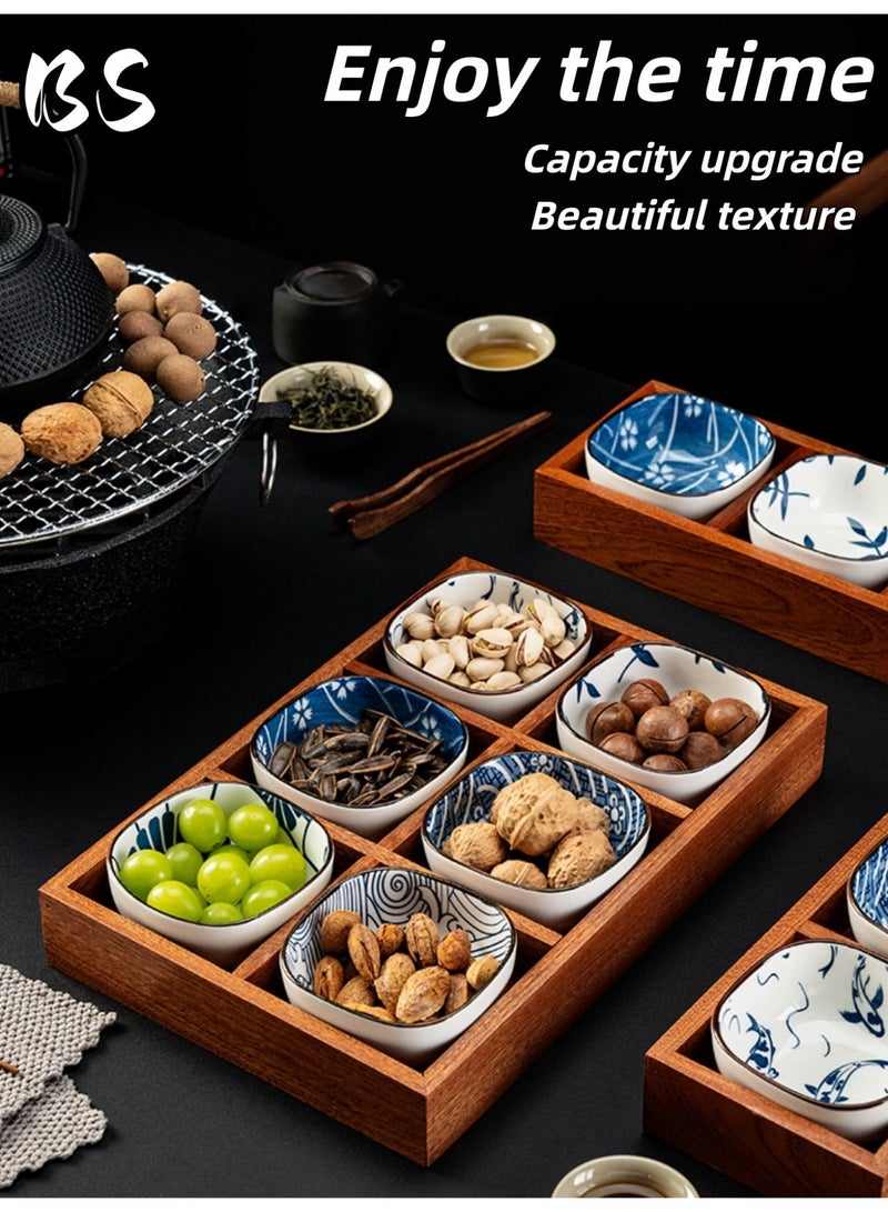 BS Ceramic Dessert Plates Set 6PCS Dipping Bowls Vintage Japanese Ceramic Sauce Dish Set Party Serving Appetizer Platter Candy Bowl Ramadan Gift Lead-Free Glaze and Dishwasher Safe - Image 1