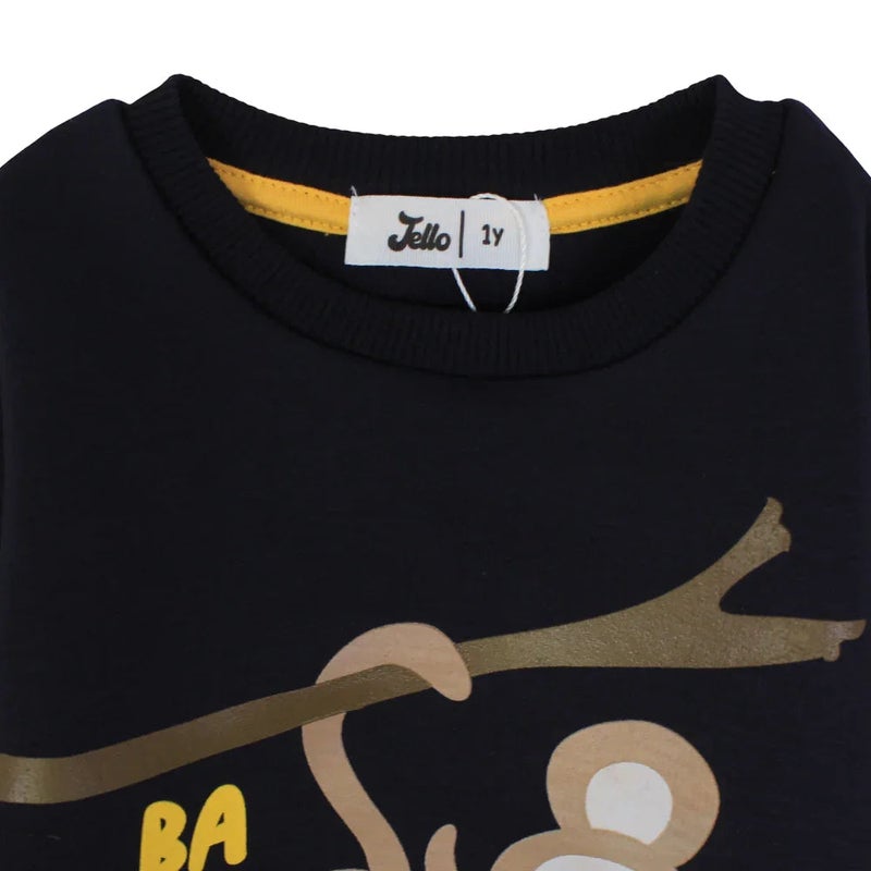 Jello Boys Long Sleeve Sweatshirt – Navy Banana Print - Image 3