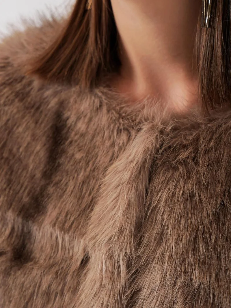 BIG DART BDART Crop Fit Faux Fur Plush Coat