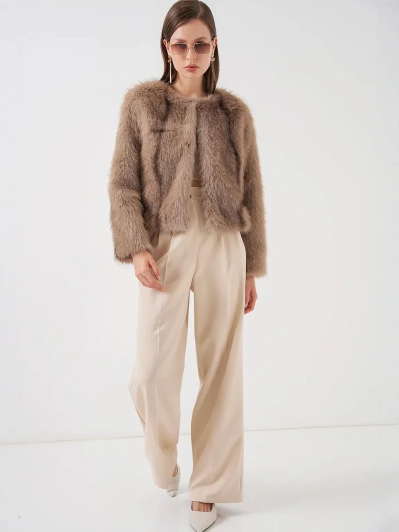 بيغ دارت معطف فرو صناعي مبطن من