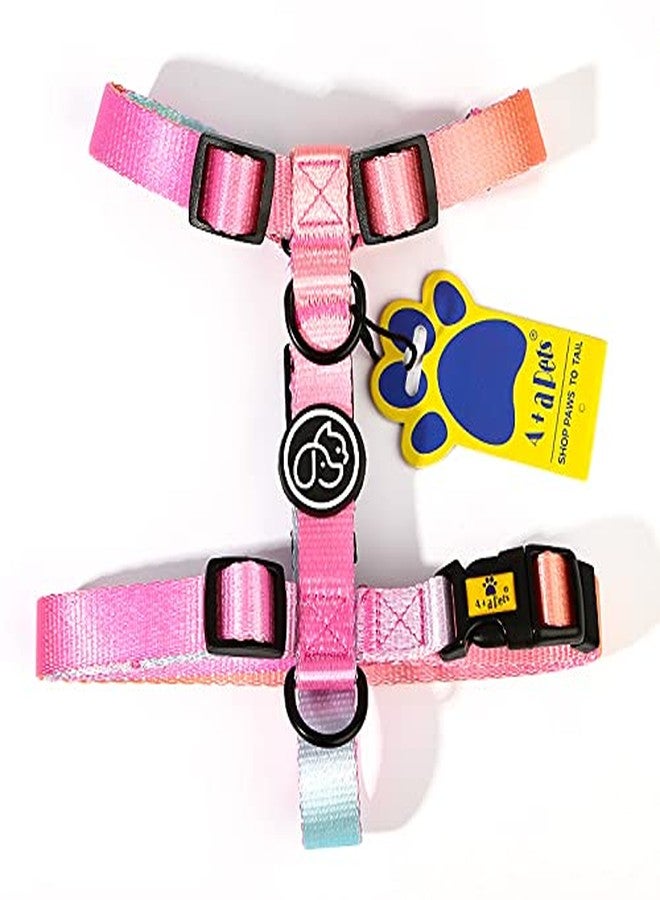 A+a Pets' H-Harness for Dogs, Cats | Soft Premium Waterproof (Gradient Design Pink, M) - Image 1