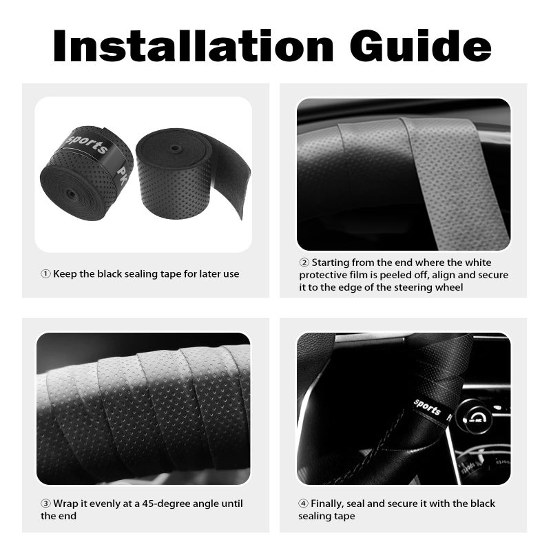 YGDMD 2PCS 3.4FT Leather Steering Wheel Wrap Tape,Non-Slip & Comfort Grip Steering Wheel Tape for Reducing Hand Fatigue,Universal Car Wheels Cover for Car,Bike,Motorcycle - Image 3
