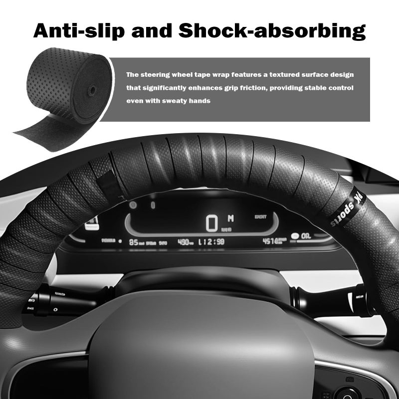 YGDMD 2PCS 3.4FT Leather Steering Wheel Wrap Tape,Non-Slip & Comfort Grip Steering Wheel Tape for Reducing Hand Fatigue,Universal Car Wheels Cover for Car,Bike,Motorcycle - Image 4