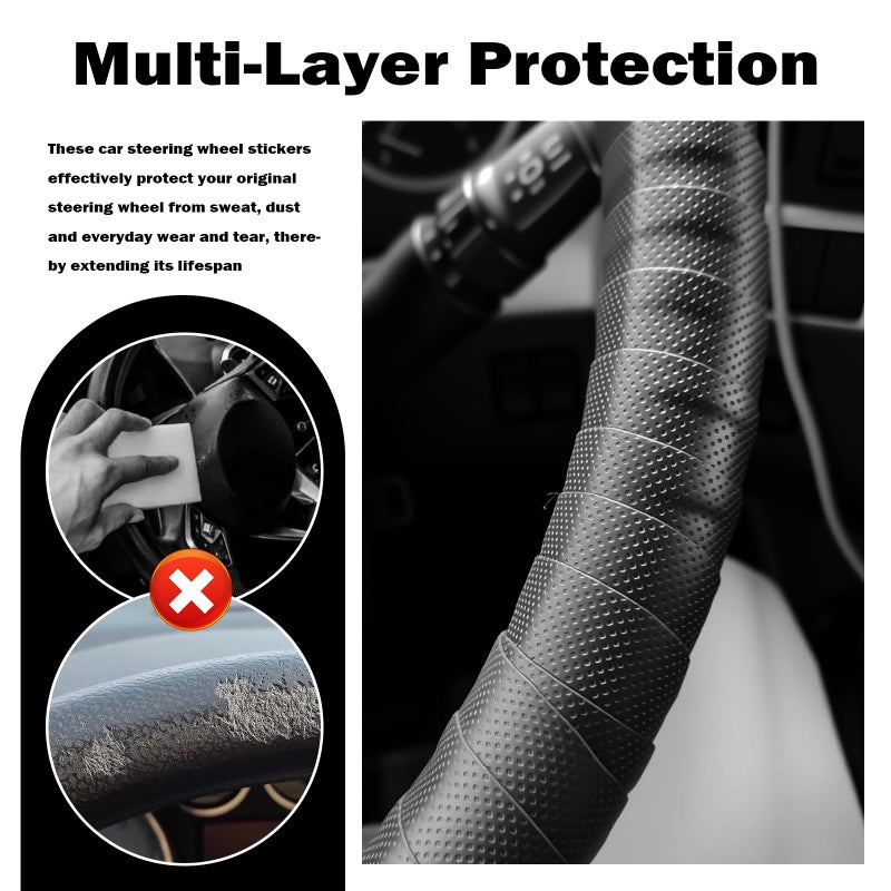 YGDMD 2PCS 3.4FT Leather Steering Wheel Wrap Tape,Non-Slip & Comfort Grip Steering Wheel Tape for Reducing Hand Fatigue,Universal Car Wheels Cover for Car,Bike,Motorcycle - Image 5