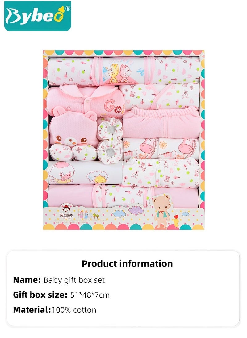 18PCS Newborn Baby Gifts Set, Newborns Layette Gift for Girl Boys, Infant Essential Clothes Accessories, Premium Cotton Babies' Pant and Top Sets, with Beautifully Packaged Boxes and Prints
