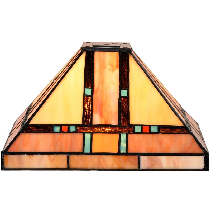 Bieye S10798 TiffanyStyle Stained Glass Mission Lampshade 10Inch Wide Iridescent Elegance - Image 2