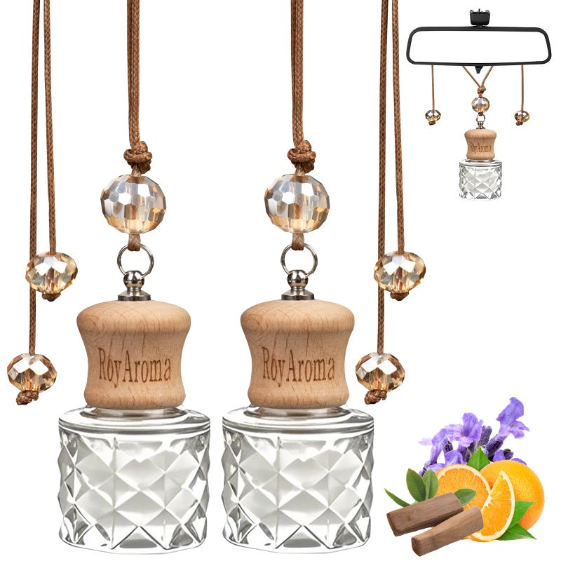 Royaroma Hanging Car Air Fresheners  2 Pack Long Lasting Automotive Air Fresheners Up To 30-45 Days  Non Toxic Natural Fragrance Car Diffuser Freshener For Cars  Home Office- Cool Ice - Image 1