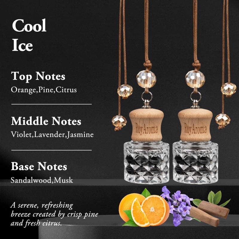 Royaroma Hanging Car Air Fresheners  2 Pack Long Lasting Automotive Air Fresheners Up To 30-45 Days  Non Toxic Natural Fragrance Car Diffuser Freshener For Cars  Home Office- Cool Ice - Image 2