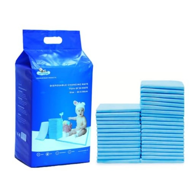 Baby Disposable Changing Mats Waterproof and Ultra Absorbent Diaper Changing Pads 60x90cm, Pack of 60 Leakproof Travel Changing Mat Liners for Newborn and Toddlers - Image 1