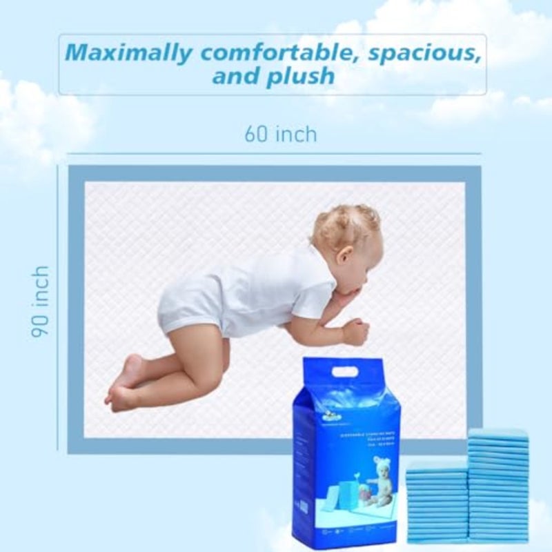 Baby Disposable Changing Mats Waterproof and Ultra Absorbent Diaper Changing Pads 60x90cm, Pack of 60 Leakproof Travel Changing Mat Liners for Newborn and Toddlers - Image 2