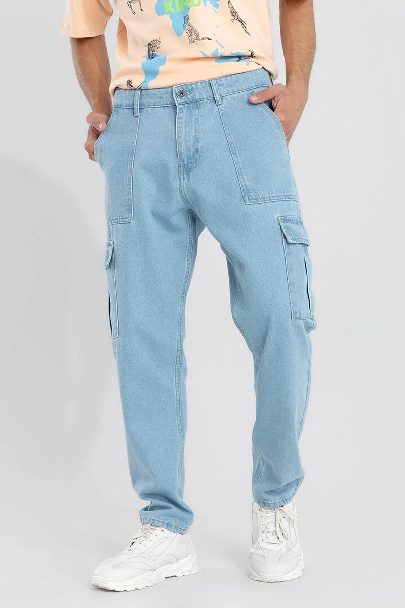 SNITCH Dawn Sky Blue Baggy Fit Jeans