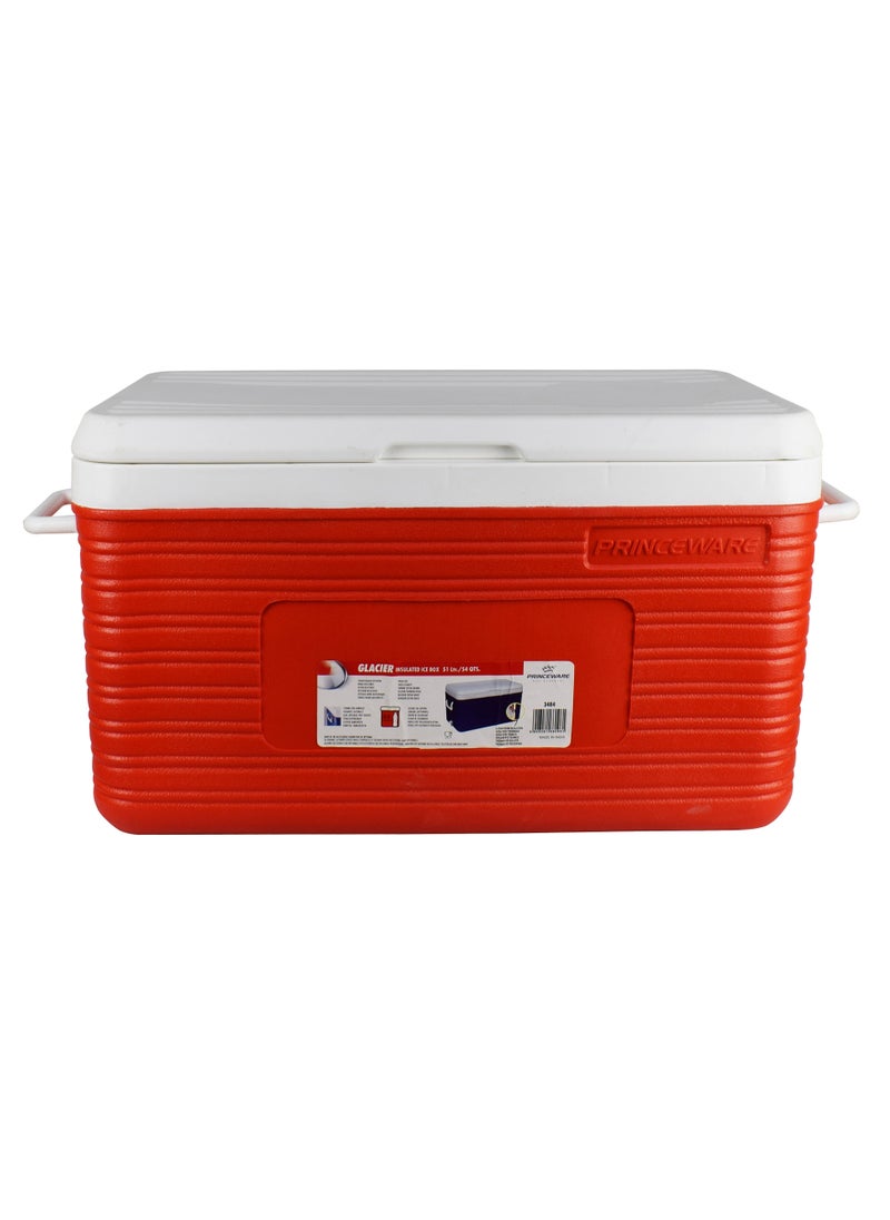PRINCEWARE - 51 Liters Ice Box with Side Handles and Lid Lock- Red | Ice Box | Cooler | Ice Cooler | Cooling Box | Picnic Cooler | Picnic Ice Box - Image 1