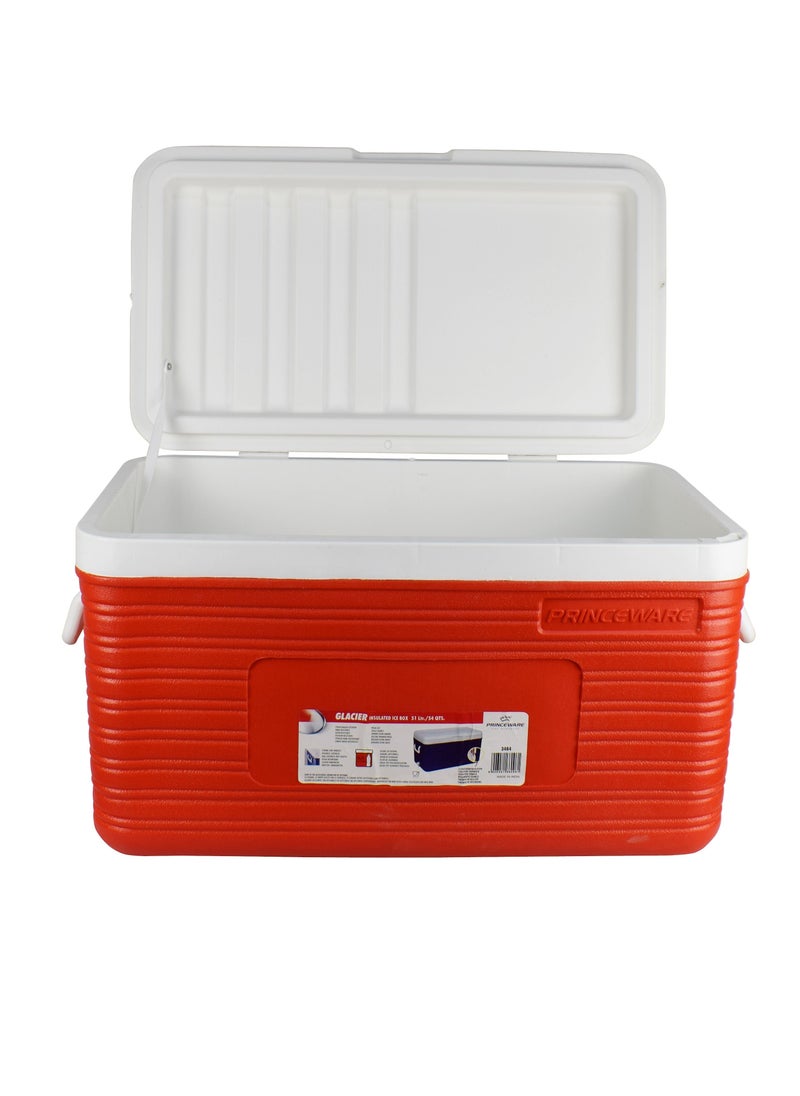 PRINCEWARE - 51 Liters Ice Box with Side Handles and Lid Lock- Red | Ice Box | Cooler | Ice Cooler | Cooling Box | Picnic Cooler | Picnic Ice Box - Image 1