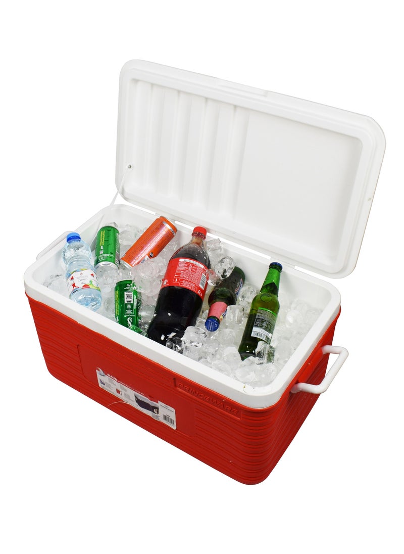 PRINCEWARE - 51 Liters Ice Box with Side Handles and Lid Lock- Red | Ice Box | Cooler | Ice Cooler | Cooling Box | Picnic Cooler | Picnic Ice Box - Image 1
