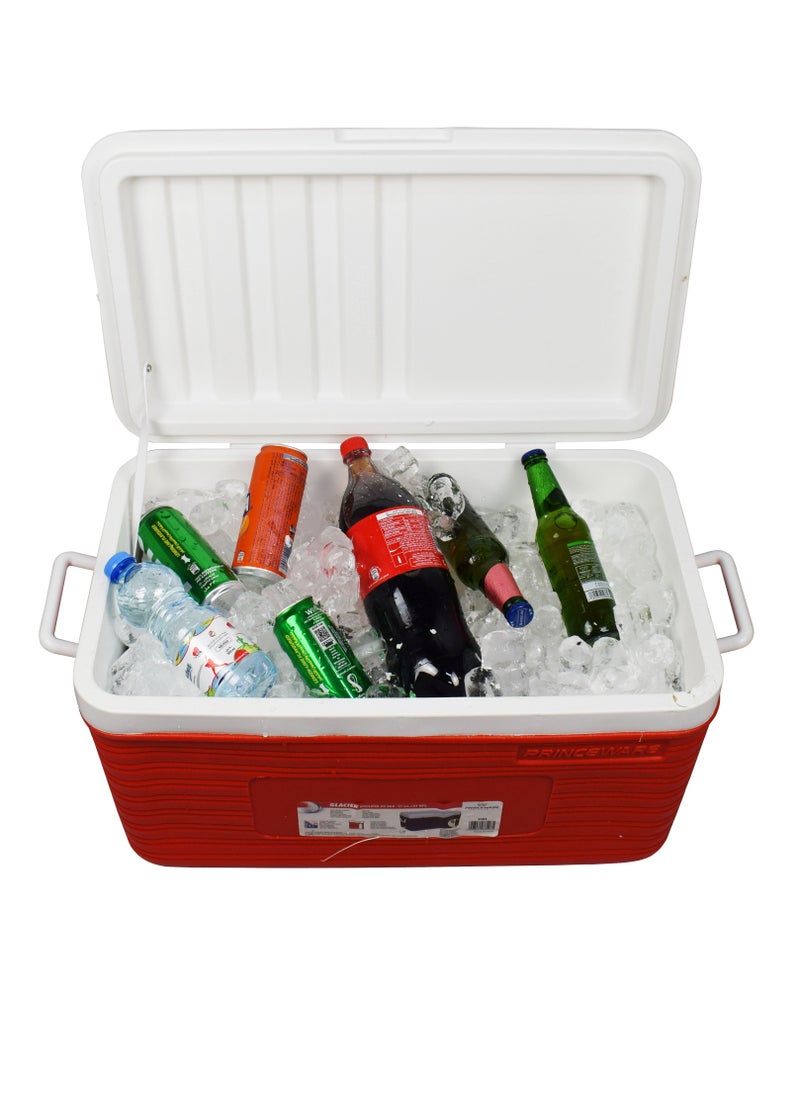 PRINCEWARE - 51 Liters Ice Box with Side Handles and Lid Lock- Red | Ice Box | Cooler | Ice Cooler | Cooling Box | Picnic Cooler | Picnic Ice Box - Image 1