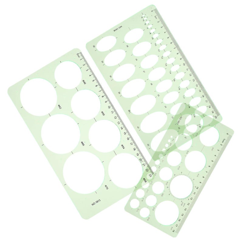 3 Pcs Geometric Drawing Template Stencil Ruler For Accurate Measurement Tools For Students Architects Drafting Transparent - Image 2