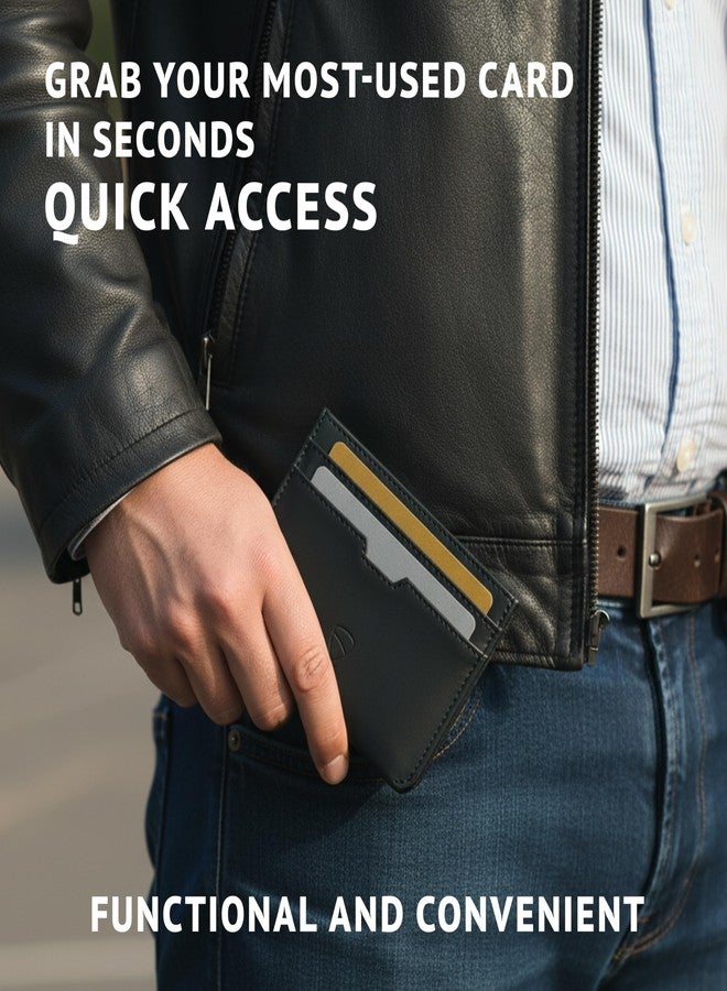 فاولتسكين محفظة بطاقات Vaultskin MOORGATE Slim - محفظة جلدية بتصميم بسيط، مزودة بغطاء مانع لتقنية RFID، تناسب الجيب الأمامي، للرجال والنساء (أسود فاحم) - Image 5
