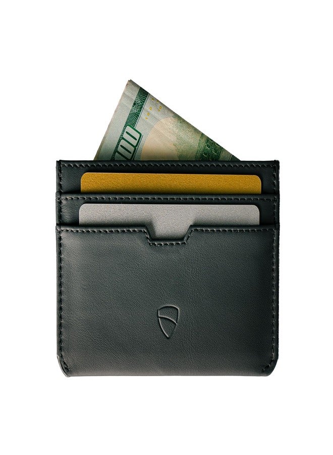 فاولتسكين محفظة بطاقات Vaultskin MOORGATE Slim - محفظة جلدية بتصميم بسيط، مزودة بغطاء مانع لتقنية RFID، تناسب الجيب الأمامي، للرجال والنساء (أسود فاحم) - Image 1