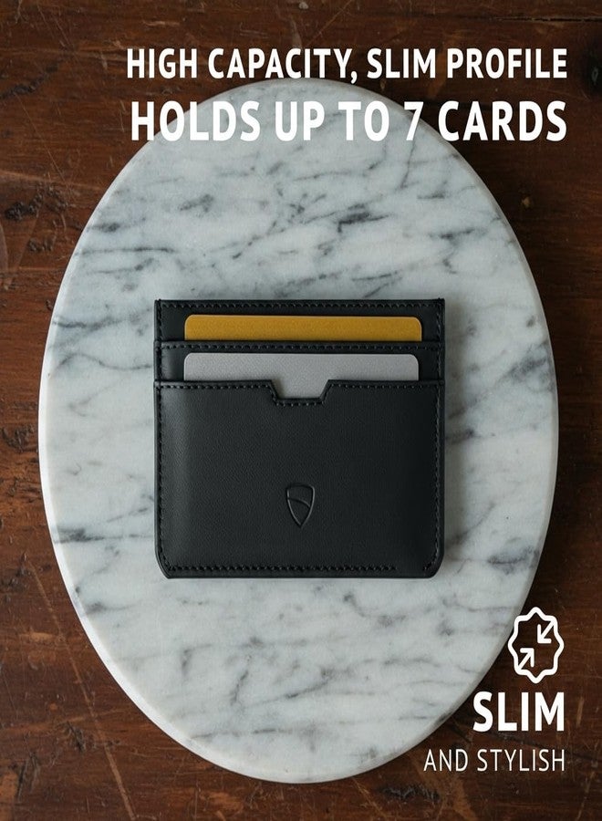 فاولتسكين محفظة بطاقات Vaultskin MOORGATE Slim - محفظة جلدية بتصميم بسيط، مزودة بغطاء مانع لتقنية RFID، تناسب الجيب الأمامي، للرجال والنساء (أسود فاحم) - Image 2