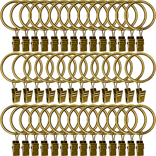 AMZSEVEN 40 Pack Metal Curtain Rings with Clips, Drapery Clips Hooks, Decorative Curtain Rod Clips 1.5 in Interior Diameter, Antique Bronze - Image 1