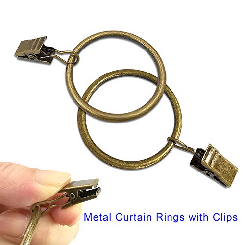 AMZSEVEN 40 Pack Metal Curtain Rings with Clips, Drapery Clips Hooks, Decorative Curtain Rod Clips 1.5 in Interior Diameter, Antique Bronze - Image 4
