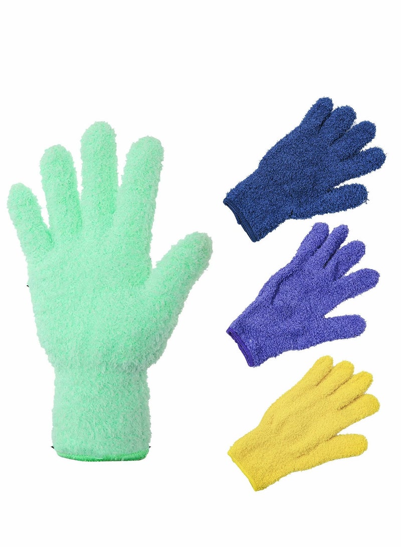 Beauenty 4 Pairs Microfiber Dusting Cleaning Gloves Washable Mittens for House Trucks and Cars Nice Mirrors Lamps Window - Image 1