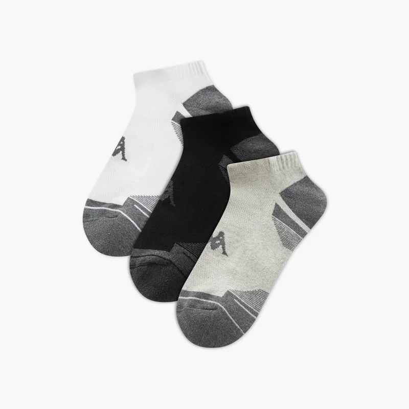 ADOT by Splash Set of 3 - Kappa Logo Print Half Terry Ankle Length Socks with Antibacterial Protection