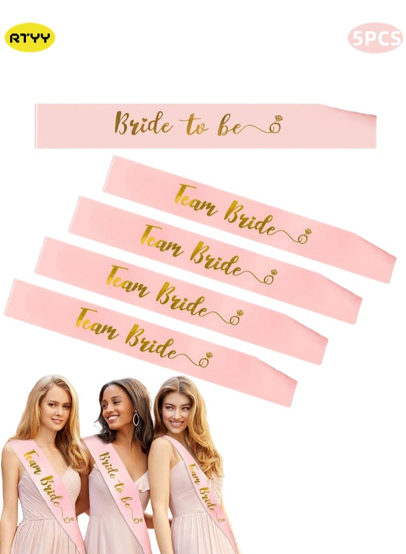RTYY Team Bride Sash Set- 1 Pink Bride to Be Sash and 4 Pink Team Bride Sashes Bachelorette Party Supplies  Bachelorette Sash Bridesmaid Sashes for Bridal Party &Wedding Engagement Bridal Shower Decorations(5pcs) - Image 1