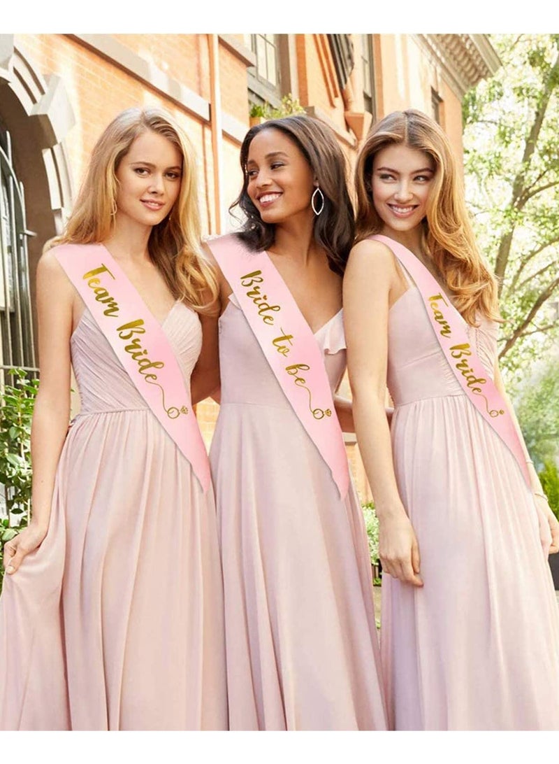 RTYY Team Bride Sash Set- 1 Pink Bride to Be Sash and 4 Pink Team Bride Sashes Bachelorette Party Supplies  Bachelorette Sash Bridesmaid Sashes for Bridal Party &Wedding Engagement Bridal Shower Decorations(5pcs) - Image 2