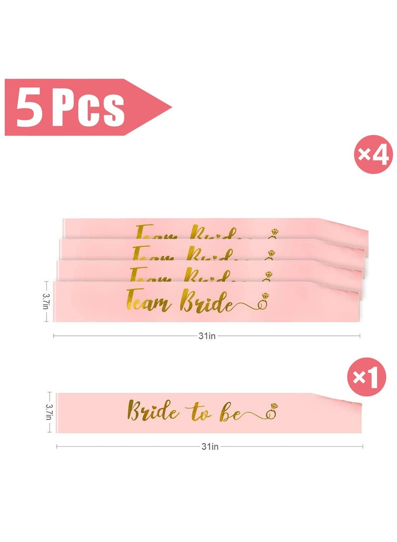RTYY Team Bride Sash Set- 1 Pink Bride to Be Sash and 4 Pink Team Bride Sashes Bachelorette Party Supplies  Bachelorette Sash Bridesmaid Sashes for Bridal Party &Wedding Engagement Bridal Shower Decorations(5pcs) - Image 3