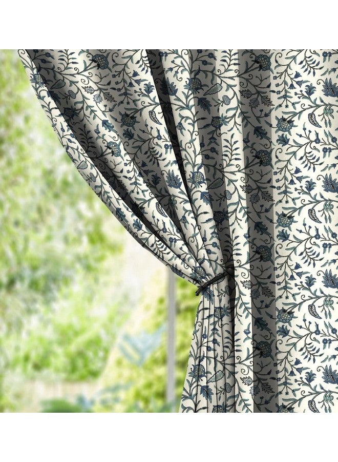 كاسابلو ستائر كشميري من كاسابليو مكونة من قطعتين من البوليستر (فولاذ) مع رباط خلفي، لغرفة النوم وغرفة المعيشة (أزرق، 7 أقدام × 4.2 قدم مربع) - Image 1