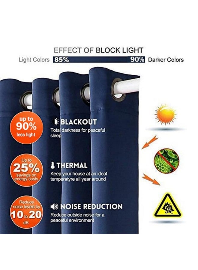 كاسابلو ستائر كشميري من كاسابليو مكونة من قطعتين من البوليستر (فولاذ) مع رباط خلفي، لغرفة النوم وغرفة المعيشة (أزرق، 7 أقدام × 4.2 قدم مربع) - Image 4
