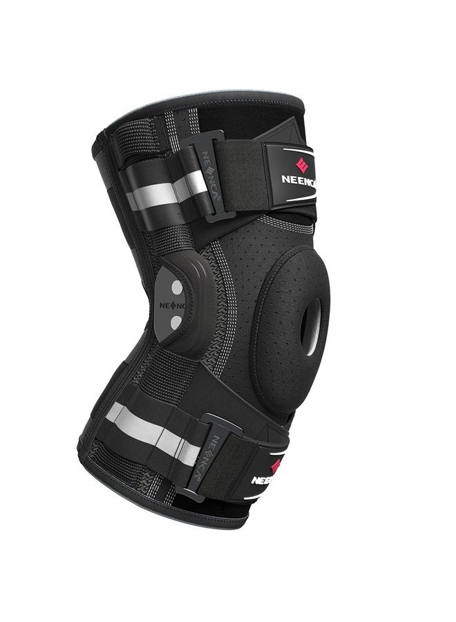 NEENCA Professional Knee Brace for Knee Pain, Hinged Knee Support with Patented X-Strap Fixing System, Strong Stability for Pain Relief, Arthritis, Meniscus Tear, ACL, Runner, Sport (Large) - Image 1