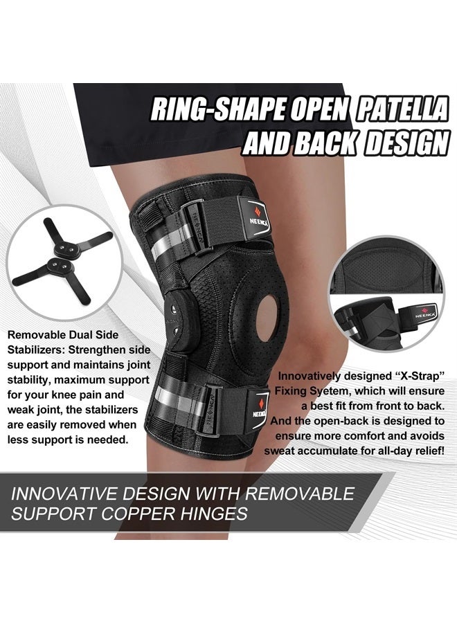 NEENCA Professional Knee Brace for Knee Pain, Hinged Knee Support with Patented X-Strap Fixing System, Strong Stability for Pain Relief, Arthritis, Meniscus Tear, ACL, Runner, Sport (Large) - Image 3