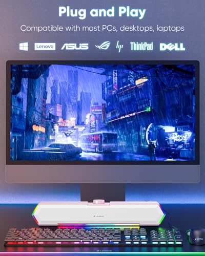 LENRUE G11 Computer Speakers for Desktop, Touch Lights PC Speakers with Surge Clear Sound, USB C/USB Powered for Computer Desktop PC Laptop Monitor(Pink) - Image 5