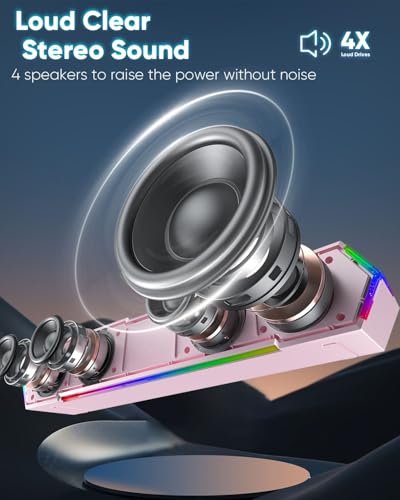 LENRUE G11 Computer Speakers for Desktop, Touch Lights PC Speakers with Surge Clear Sound, USB C/USB Powered for Computer Desktop PC Laptop Monitor(Pink) - Image 2