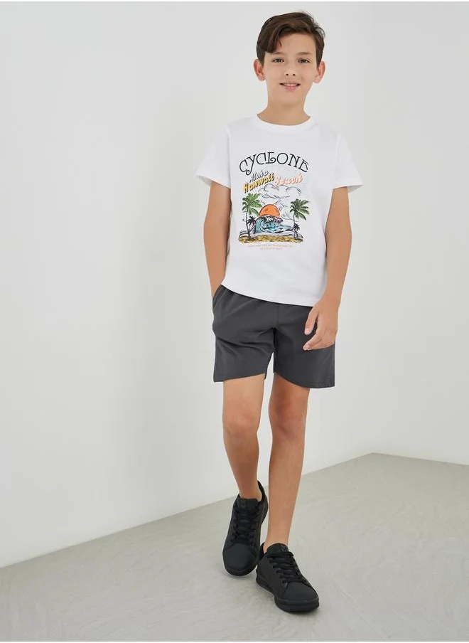 Styli Styli Solid Shorts with Drawstring