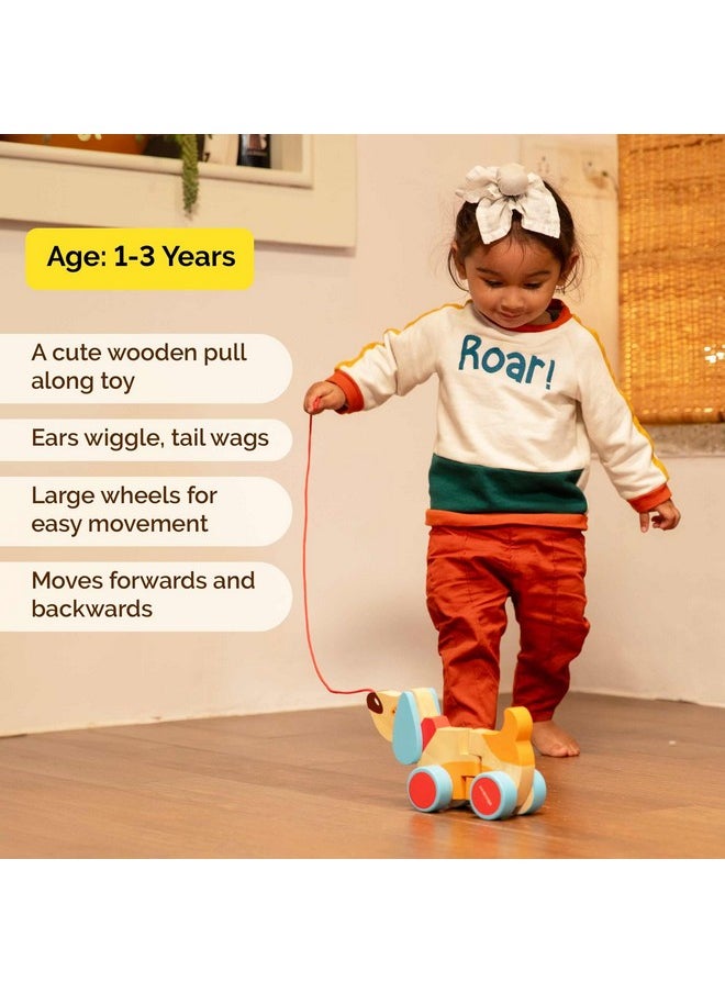 Shumee - Wooden Pull-Along Dog(Bruno) Toy (1 Years+) | Multicolor | Eco Friendly & Safe | 100% Child Safe | No Plastic | Astm Certified - Image 1