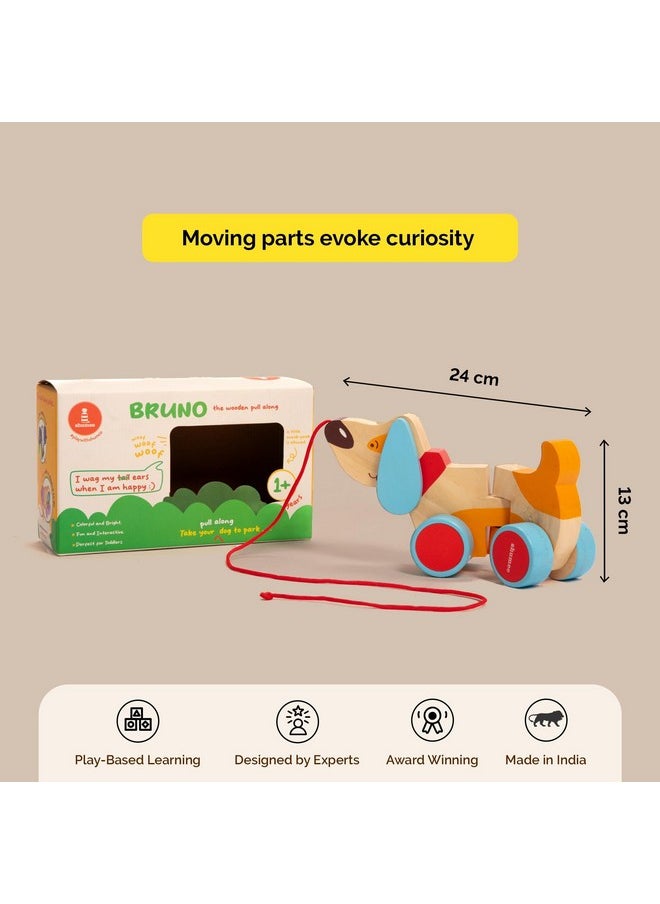 Shumee - Wooden Pull-Along Dog(Bruno) Toy (1 Years+) | Multicolor | Eco Friendly & Safe | 100% Child Safe | No Plastic | Astm Certified - Image 1
