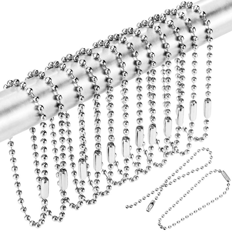 WILLBOND WILLBOND 150 Pieces Shower Curtain Hooks Bathroom Shower Curtain Rings Chain Keychain Ball Key Rings 6 Inch Silver 