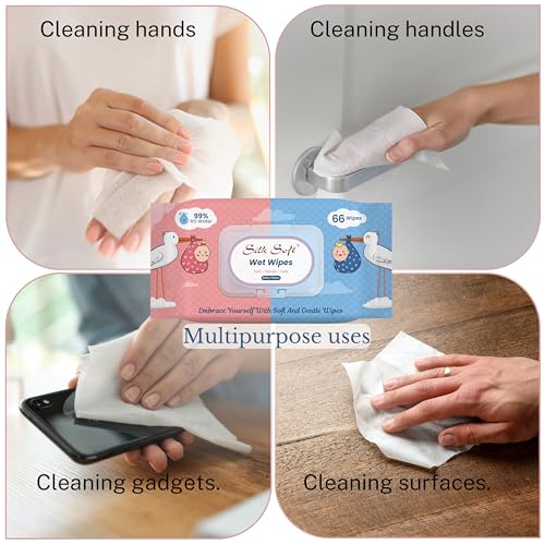 Silk Soft Multipurpose Wet Wipes – 396 Wipes (66 x 6 Packs) | Gentle, Alcohol-Free & Hypoallergenic | Effective Cleaning for Hands, Face & Surfaces - Image 5