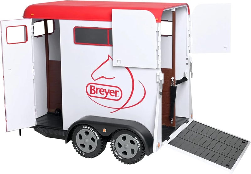 Breyer Traditional Series TwoHorse Trailer Toy  1 9 Scale  Model 2619 White - Image 1