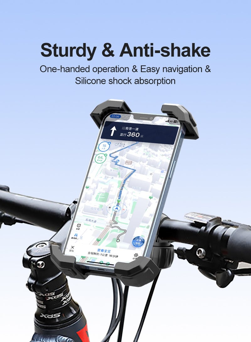 HouDeOS Phone Holder for Bike and Motorcycle Phone Mount Bicycle Cell Phone Mount Clamp for Handlebar - Image 2