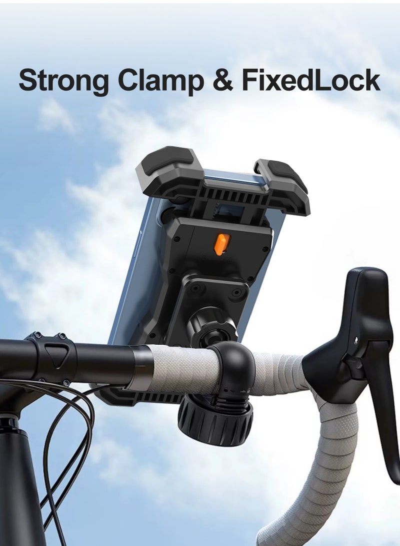 HouDeOS Phone Holder for Bike and Motorcycle Phone Mount Bicycle Cell Phone Mount Clamp for Handlebar - Image 3