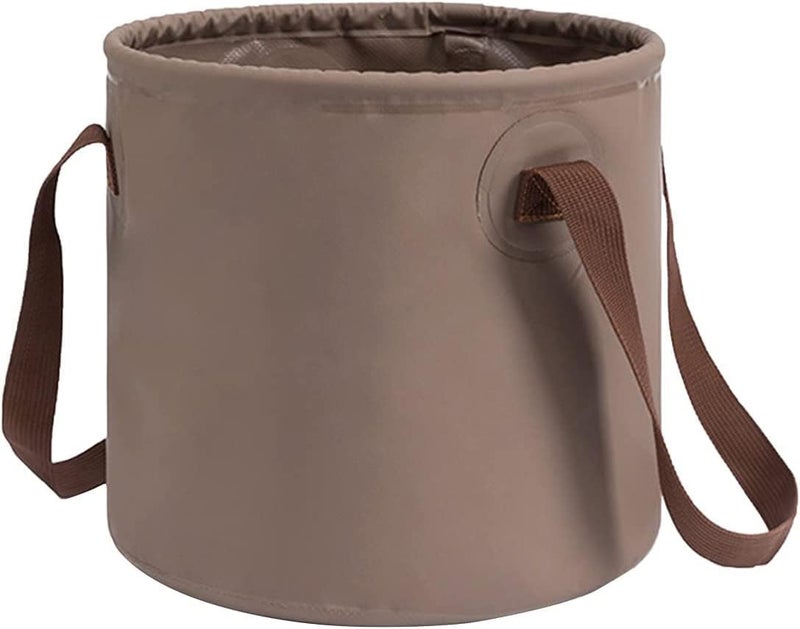 5Qebhram Folding Bucket Collapsible LargeCapacity Leather Wash Basin Storage Bucket Multifunctional Foldable Portable Outdoor Water Bucket with Handle 10L