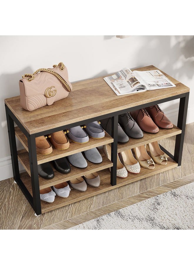 LITTLE TREE Set Coat Shoe Rack entryway Bench, Black+Oak - Image 5