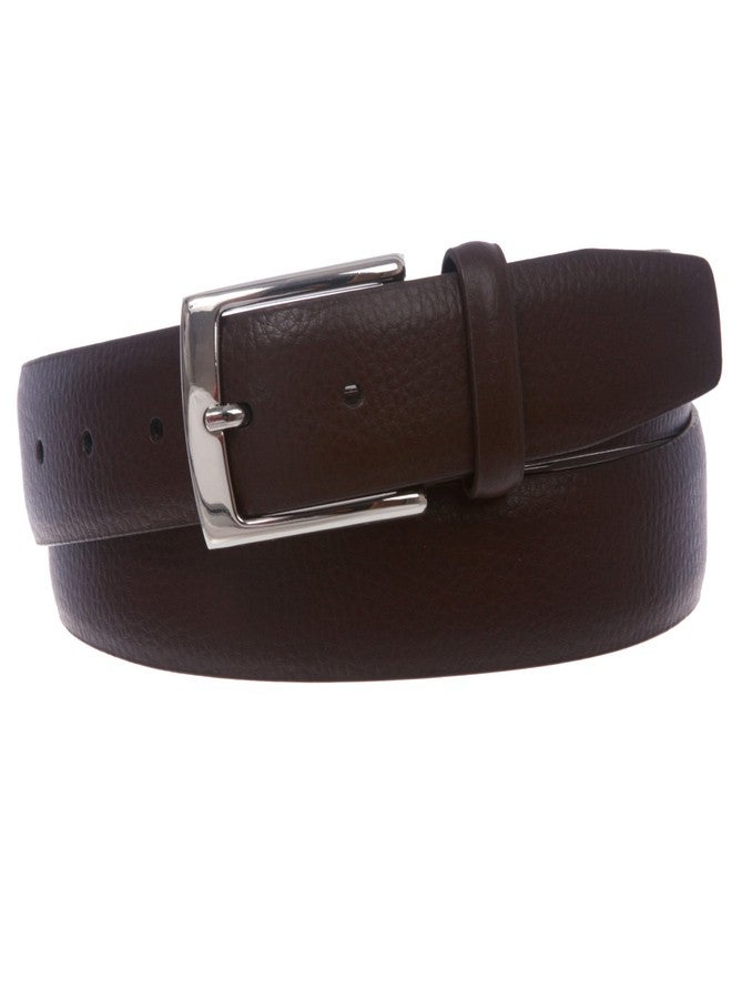 Beltiscool Men's 1 1/4" Feather Edged Leather Dress Belt, Brown | 44/46 - Image 2