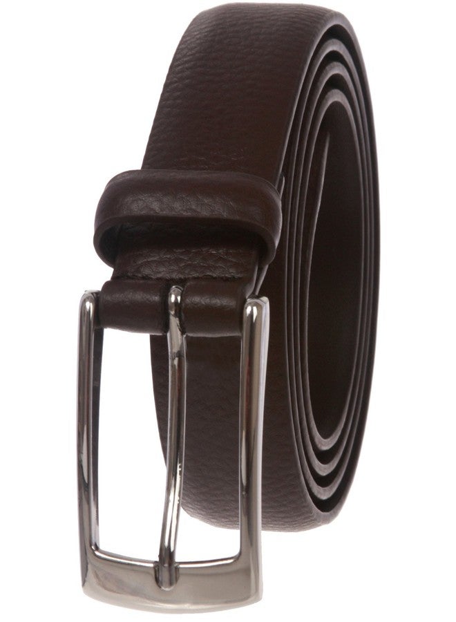 Beltiscool Men's 1 1/4" Feather Edged Leather Dress Belt, Brown | 44/46 - Image 1