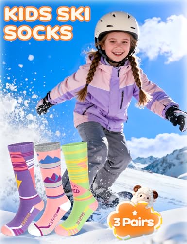 Supertrip Kids Merino Wool Ski Socks 3 Pairs Boys Girls Youth Thermal Winter Warm Thick Socks for Skiing Snowboarding - Image 3